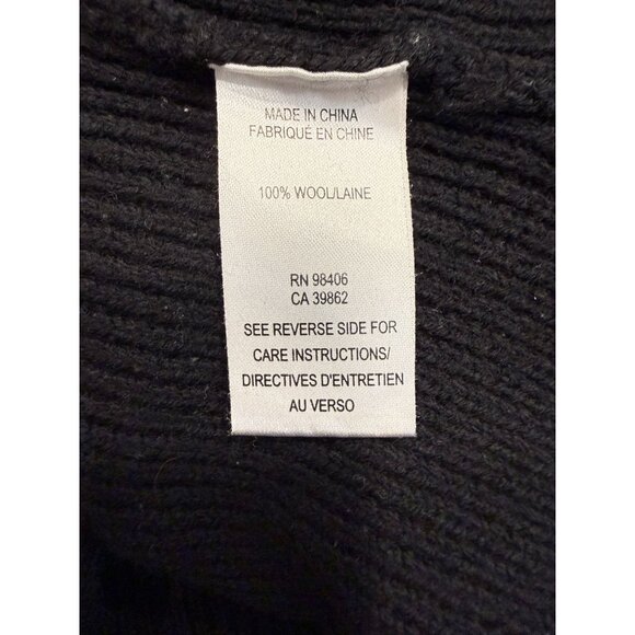 Theory Women's Wool Turtleneck Ribbed Long Sleeve Sweater Black Large Preppy - Picture 5 of 8